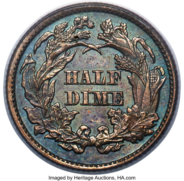 image for: 1870 H10C Half Dime, Judd-817, Pollock-906, High R.6, PR64 Brown PCGS. CAC....