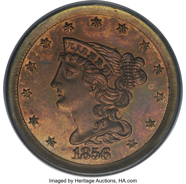 image for: 1856 E1/2C Half Cent, Judd-177, Pollock-205, R.5, PR64 PCGS....