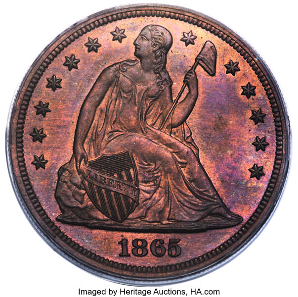 image for: 1865 $1 One Dollar, Judd-435, Pollock-508, High R.6, PR64 Red and Brown PCGS. CAC....
