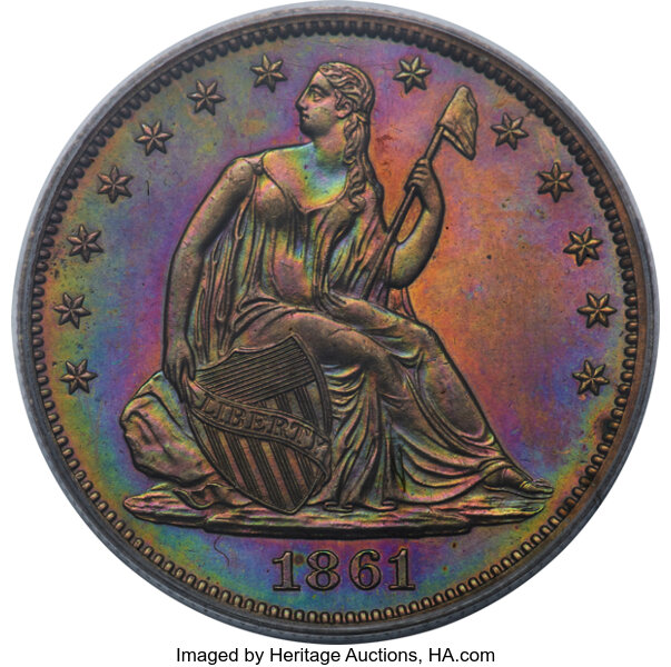 image for: 1861 P50C Half Dollar, Judd-278, Pollock-327, Low R.7, PR62 Brown PCGS. CAC....