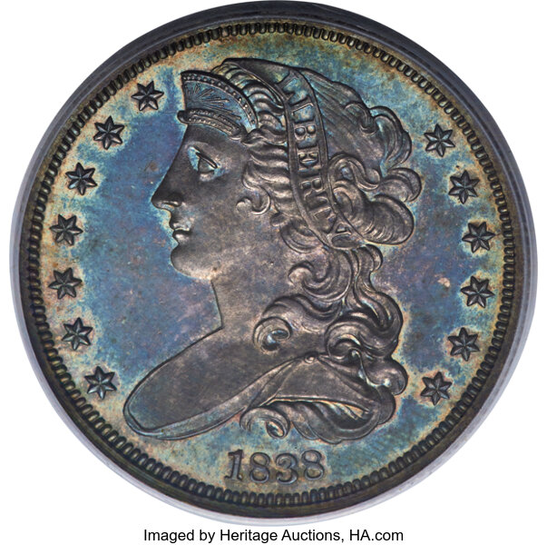 image for: 1838 P50C Half Dollar, Judd-73 Restrike, Pollock-77, R.5, PR66 PCGS. CAC....