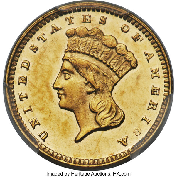 image for: 1874 G$1 JD-2, R.8, PR62 Cameo PCGS. CAC....