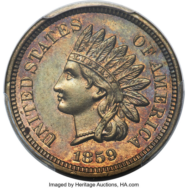 image for: 1859 P1C Indian Cent, Judd-227, Pollock-271, Snow-PT3, Low R.6, PR64 PCGS. CAC....