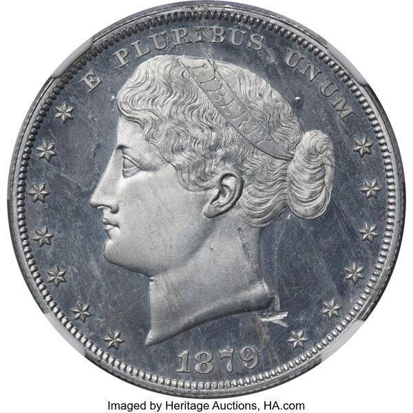 image for: 1879 $1 Metric Dollar, Judd-1624, Pollock-1820, High R.7, PR63 Cameo NGC....