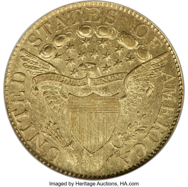 image for: 1804 $5 Small 8, BD-3, R.5, AU58 NGC....