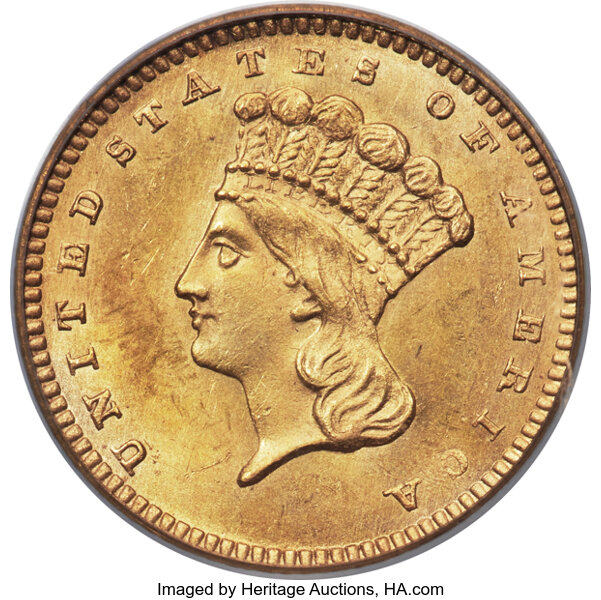 image for: 1863 G$1 MS63 PCGS....