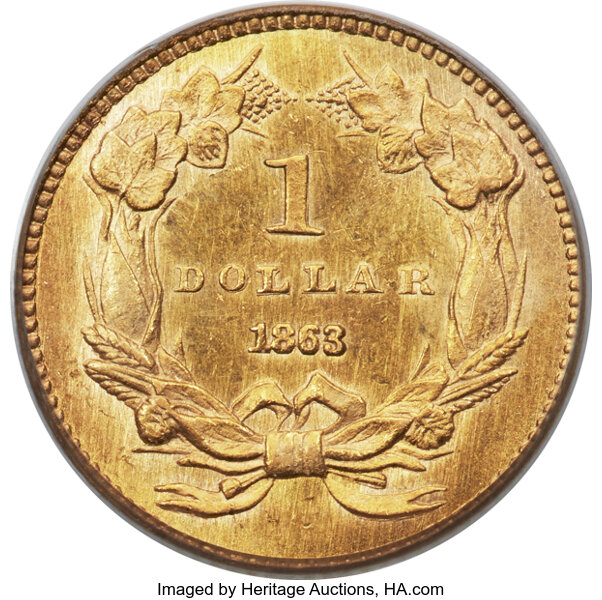 image for: 1863 G$1 MS63 PCGS....