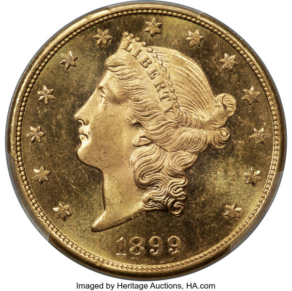 image for: 1899-S $20 MS64+ Prooflike PCGS. CAC....