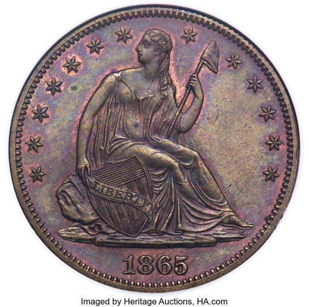 image for: 1865 50C Half Dollar, Judd-432, Pollock-505, Low R.7, MS66 Brown NGC....