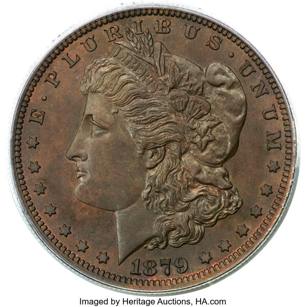 image for: 1879 $1 Silver Dollar, Judd-1614, Pollock-1810, Low R.7, PR65 Brown PCGS. CAC....