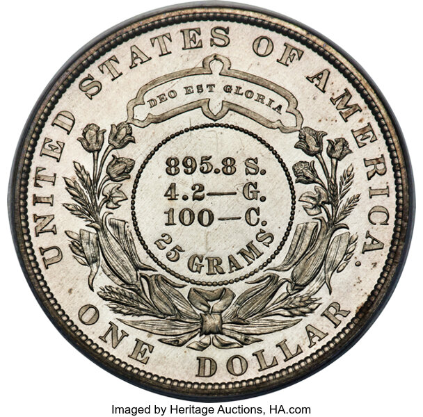 image for: 1879 $1 Metric Dollar, Judd-1622, Pollock-1818, Low R.7, PR66 Cameo PCGS. CAC....