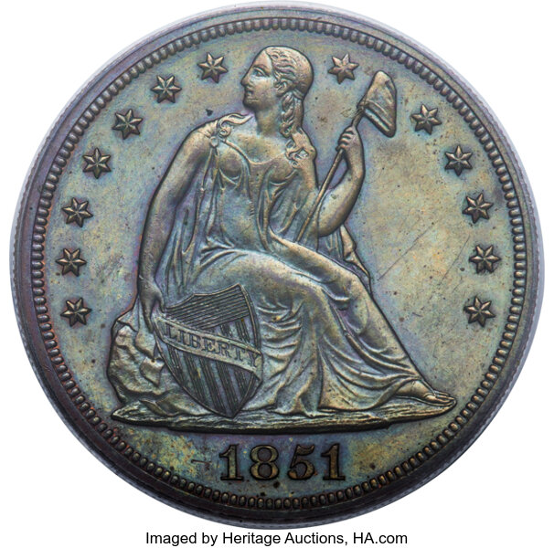 image for: 1851 DT$1 Dollar, Judd-132 Restrike, Pollock-159, Low R.7, PR63 Brown PCGS. CAC....