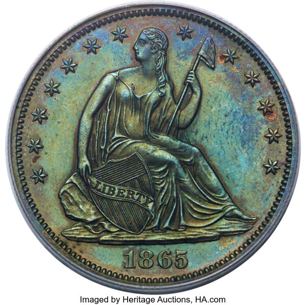 image for: 1865 50C Half Dollar, Judd-430, Pollock-503, High R.6, PR64 Brown PCGS....