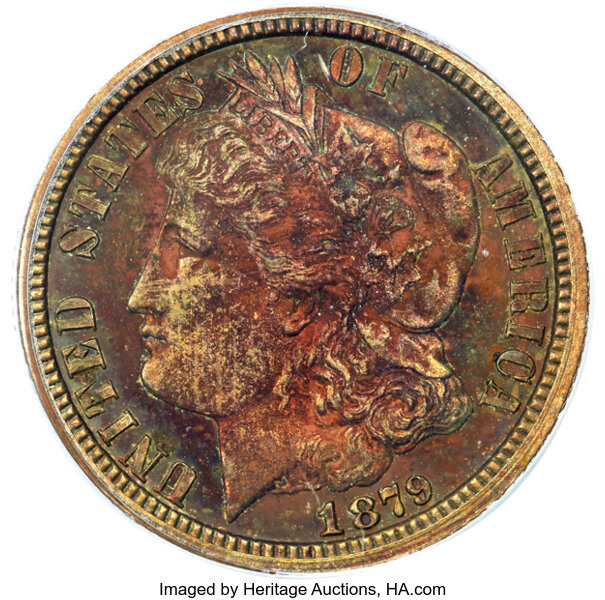 image for: 1879 10C Morgan Ten Cents, Judd-1589, Pollock-1782, R.7, PR64 Red and Brown PCGS....
