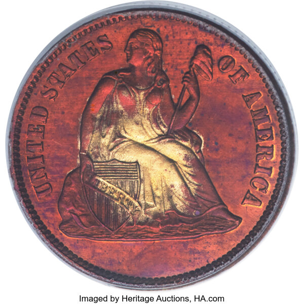 image for: 1869 10C Ten Cents, Judd-717, Pollock-797, R.7, PR64 Red PCGS....