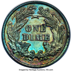 image for: 1875 10C Ten Cents, Judd-1390, Pollock-1533, High R.7, PR64 Brown PCGS. CAC....