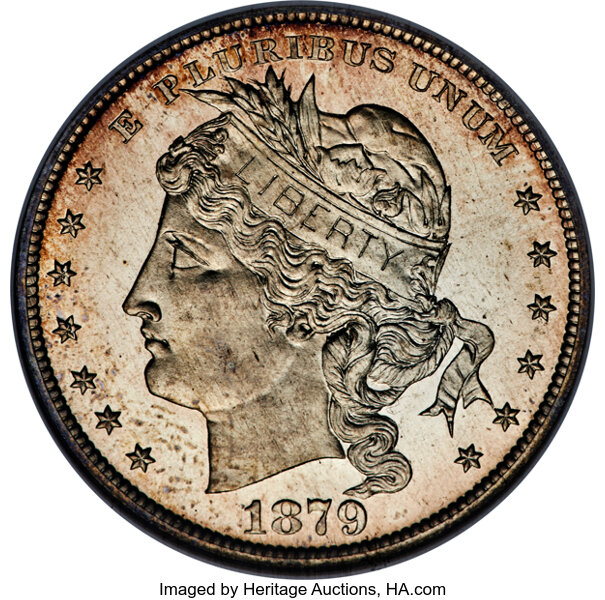 image for: 1879 $1 Goloid Metric Dollar, Judd-1626, Pollock-1822, R.4, PR67 NGC....