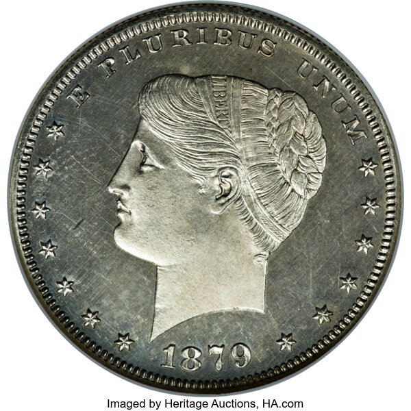 image for: 1879 $1 Goloid Metric Dollar, Judd-1631, Pollock-1828, Low R.7, PR65 NGC....