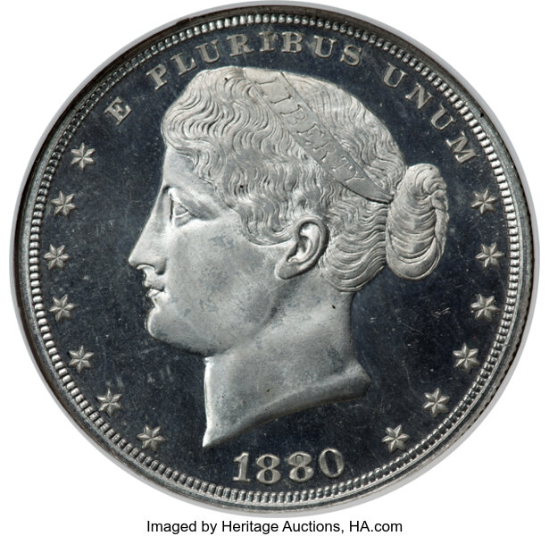image for: 1880 $1 Goloid Metric Dollar, Judd-1650, Pollock-1850, R.7, PR67 Cameo NGC....