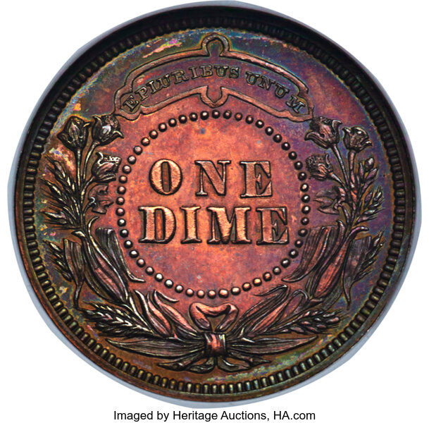 image for: 1879 10C Washlady Dime, Judd-1585, Pollock-1778, High R.6, PR64 Red NGC....