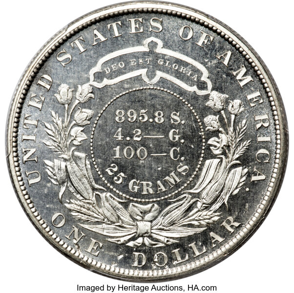 image for: 1879 $1 Goloid Metric Dollar, Judd-1617, Pollock-1813, R.4, PR67 Cameo PCGS....