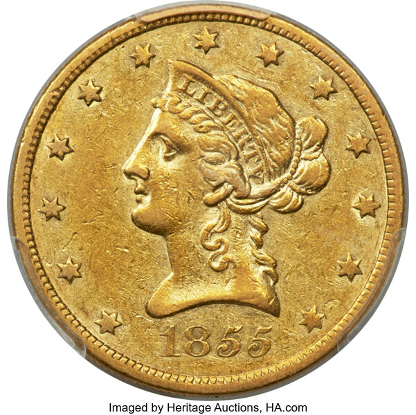 image for: 1855-O $10 AU50 PCGS. Winter-1....