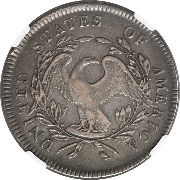 image for: 1795 $1 Flowing Hair, Three Leaves, B-5, BB-27, R.1, VF30 NGC....