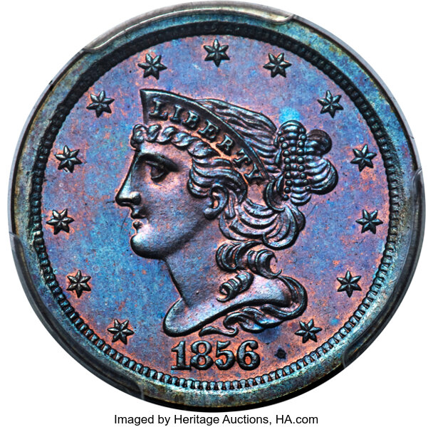 image for: 1856 1/2 C B-1, R.6, PR64 Brown PCGS. CAC....