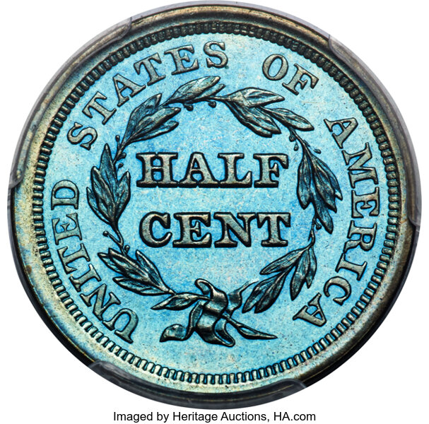 image for: 1856 1/2 C B-1, R.6, PR64 Brown PCGS. CAC....