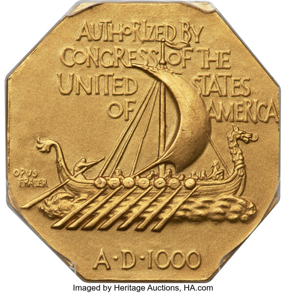 image for: 1925 Medal Norse American Centennial, Gold, Matte PR65 PCGS. CAC....
