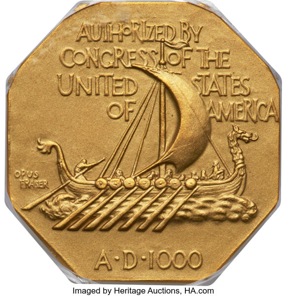 image for: 1925 Medal Norse American Centennial, Gold PR65 PCGS....