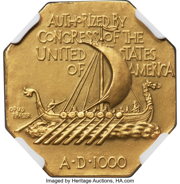 image for: 1925 Medal Norse American Centennial, Gold, Matte PR65 NGC....