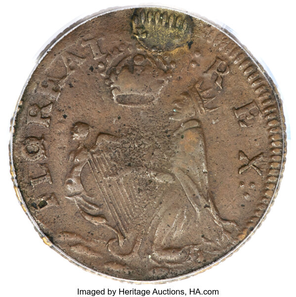 image for: (1670-75) St. Patrick Farthing, M. 3g.1-Fc.2, W-11500, AU50 PCGS....