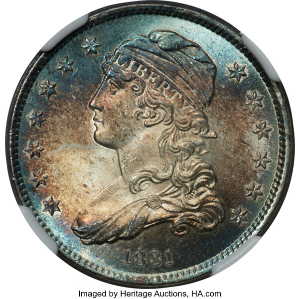 image for: 1831 25C Small Letters, B-1, R.3, MS65★  NGC....