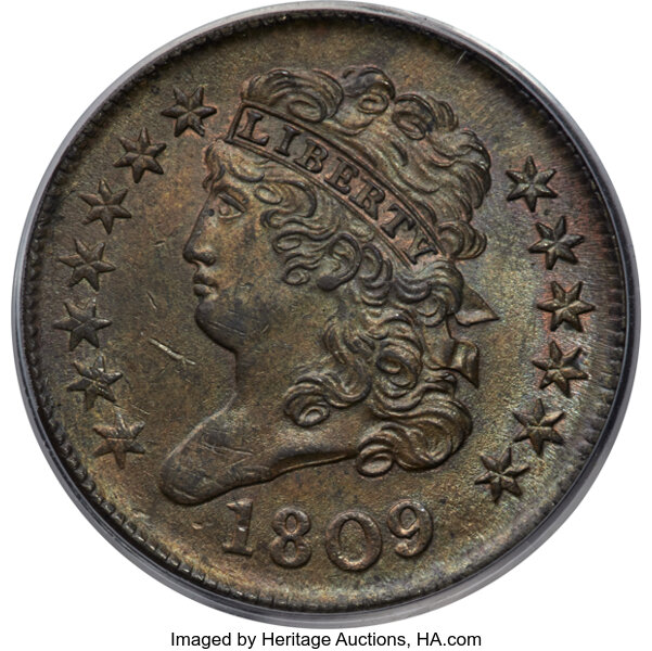 image for: 1809 1/2 C C-6, B-6, R.1, MS64 Brown PCGS....