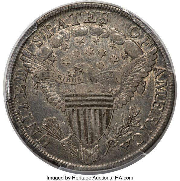 image for: 1799 $1 7x6 Stars, B-5, BB-157, R.2, XF40 PCGS. CAC....