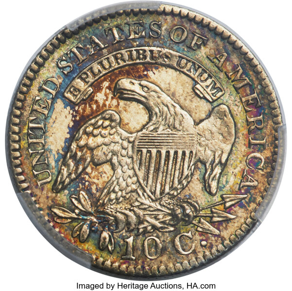 image for: 1827 10C Pointed Top 1, JR-7, R.3, MS64 PCGS....