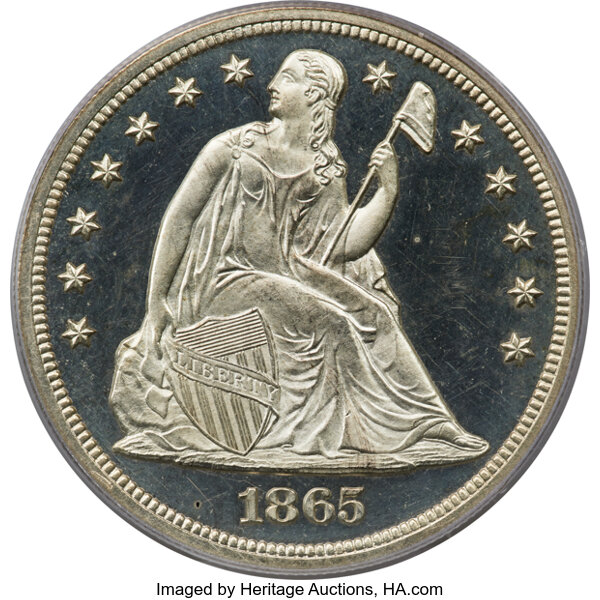 image for: 1865 $1 PR64 Cameo PCGS. OC-P2, R.3....