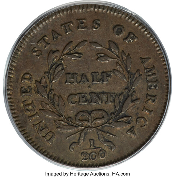 image for: 1795 1/2 C Lettered Edge, C-1, B-1, R.2, AU50 PCGS....