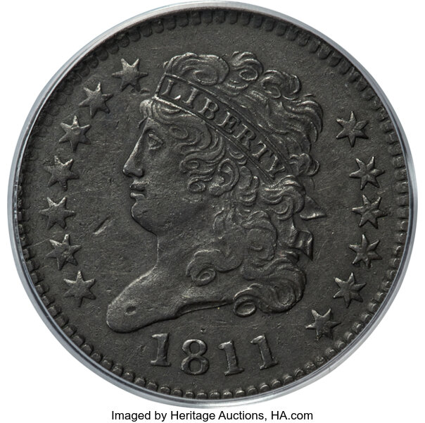 image for: 1811 1/2 C Close Date, C-2, B-2, Low R.3, XF40 PCGS....