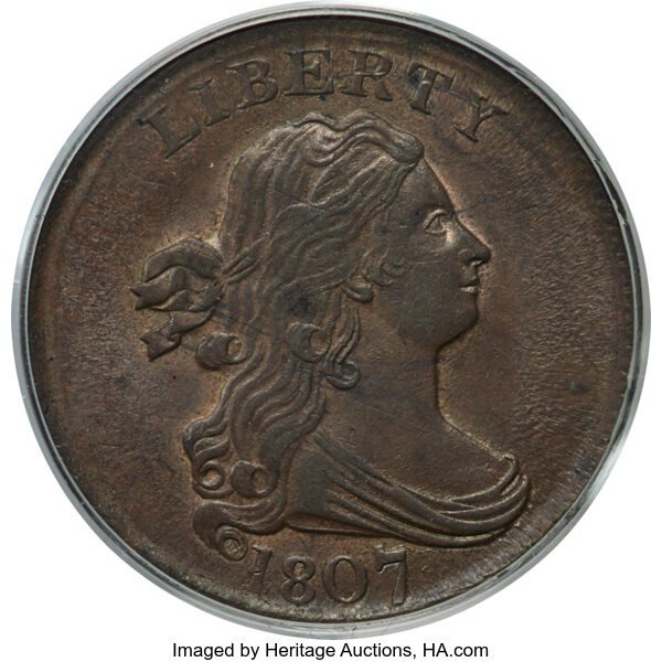 image for: 1807 1/2 C C-1, B-1, R.1, MS63 Brown PCGS....