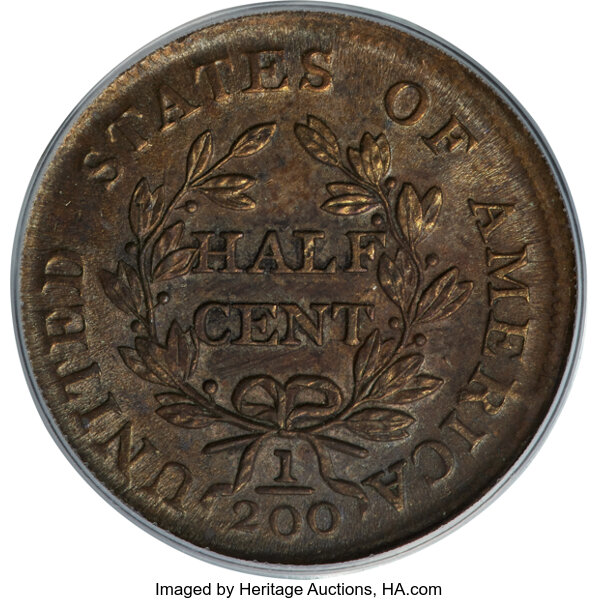 image for: 1804 1/2 C Crosslet 4, Stems, C-10, B-9, R.1, MS64 Brown PCGS....