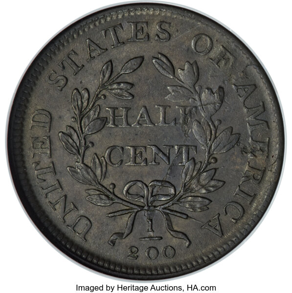 image for: 1808 1/2 C Normal Date, C-3, B-3, R.1, AU58 NGC....