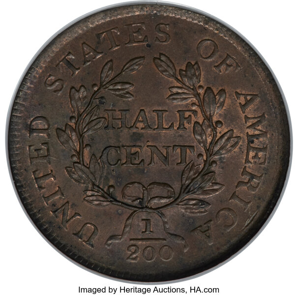 image for: 1804 1/2 C Crosslet 4, No Stems, C-12, B-11, R.2, MS64 Red and Brown NGC....