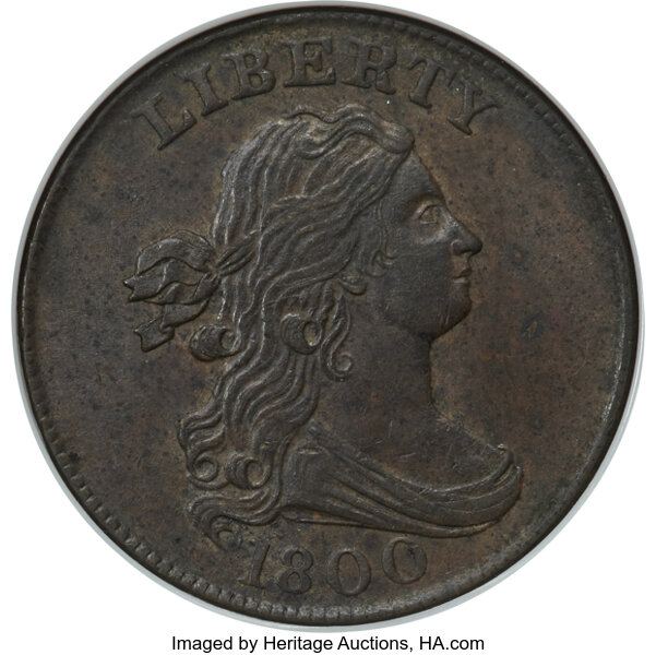 image for: 1800 1/2 C C-1, B-1, R.1, MS63 Brown NGC....