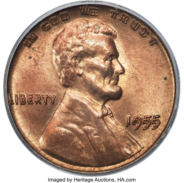 image for: 1955 1C Doubled Die Obverse, FS-101, MS63 Red PCGS....