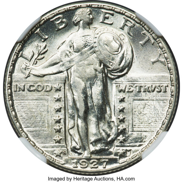 image for: 1927-S 25C AU58 Full Head NGC....