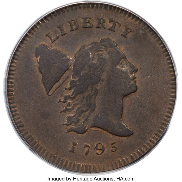 image for: 1795 1/2 C Plain Edge, No Pole, Thin Planchet, C-6a, B-6a, R.2, XF40 PCGS. CAC....