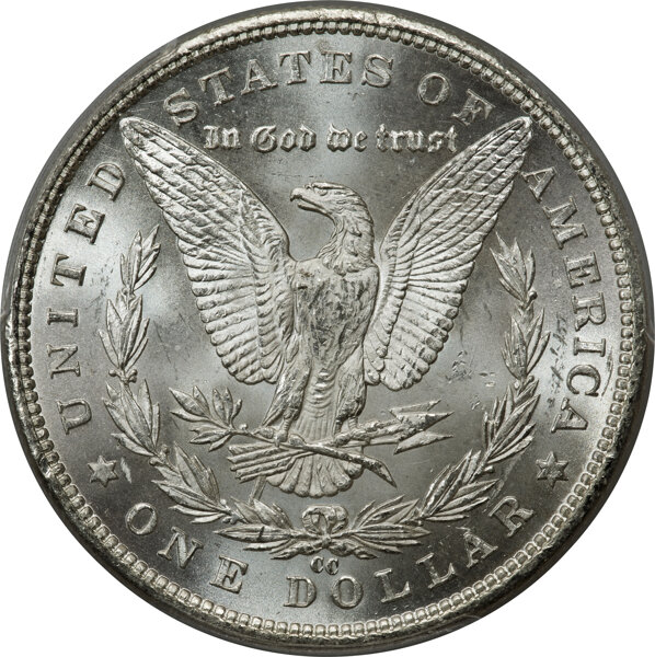 image for: 1890-CC $1 Tailbar, VAM-4, MS63 PCGS. CAC....