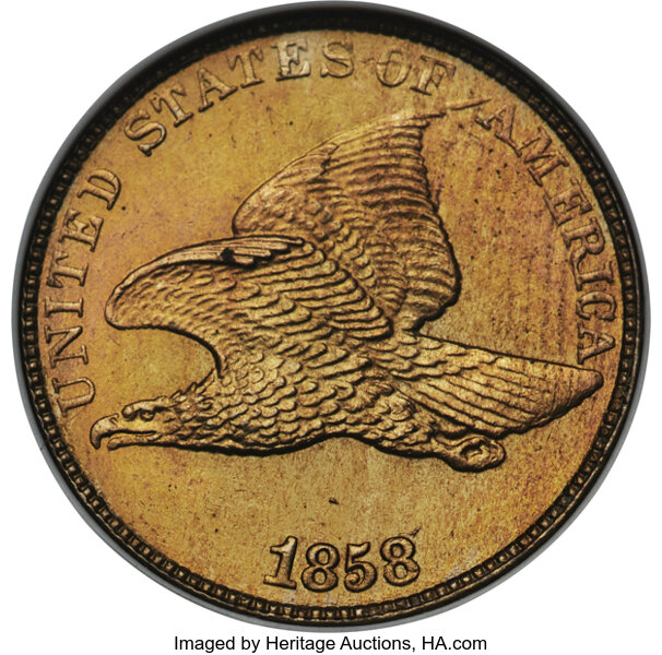 image for: 1858/7 1C Large Letters, Snow-1, FS-301, MS62 ANACS....